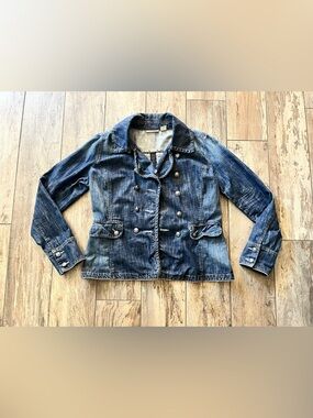Vintage DKNY jeans soft denim nautical button peacoat